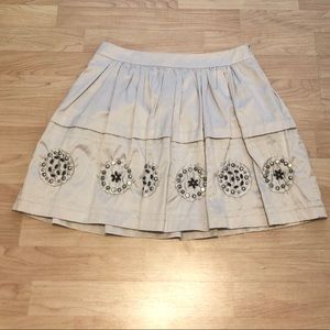 Embellished Cream/Tan Skater Skirt